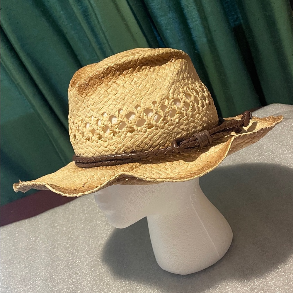 O'rageous Western Flexible Straw Hat Distressed Boho Festival Cowgirl Rodeo O/S - Picture 5 of 10